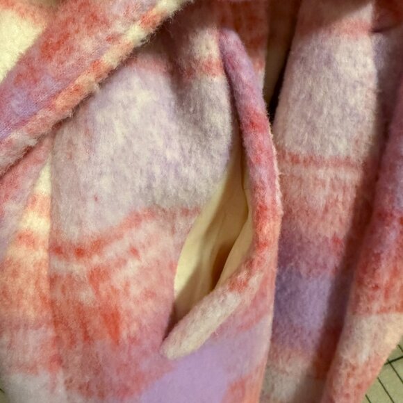 Anthropologie Hutch Pink & Purple Plaid Tie-Waist Coat Medium - Picture 11 of 16